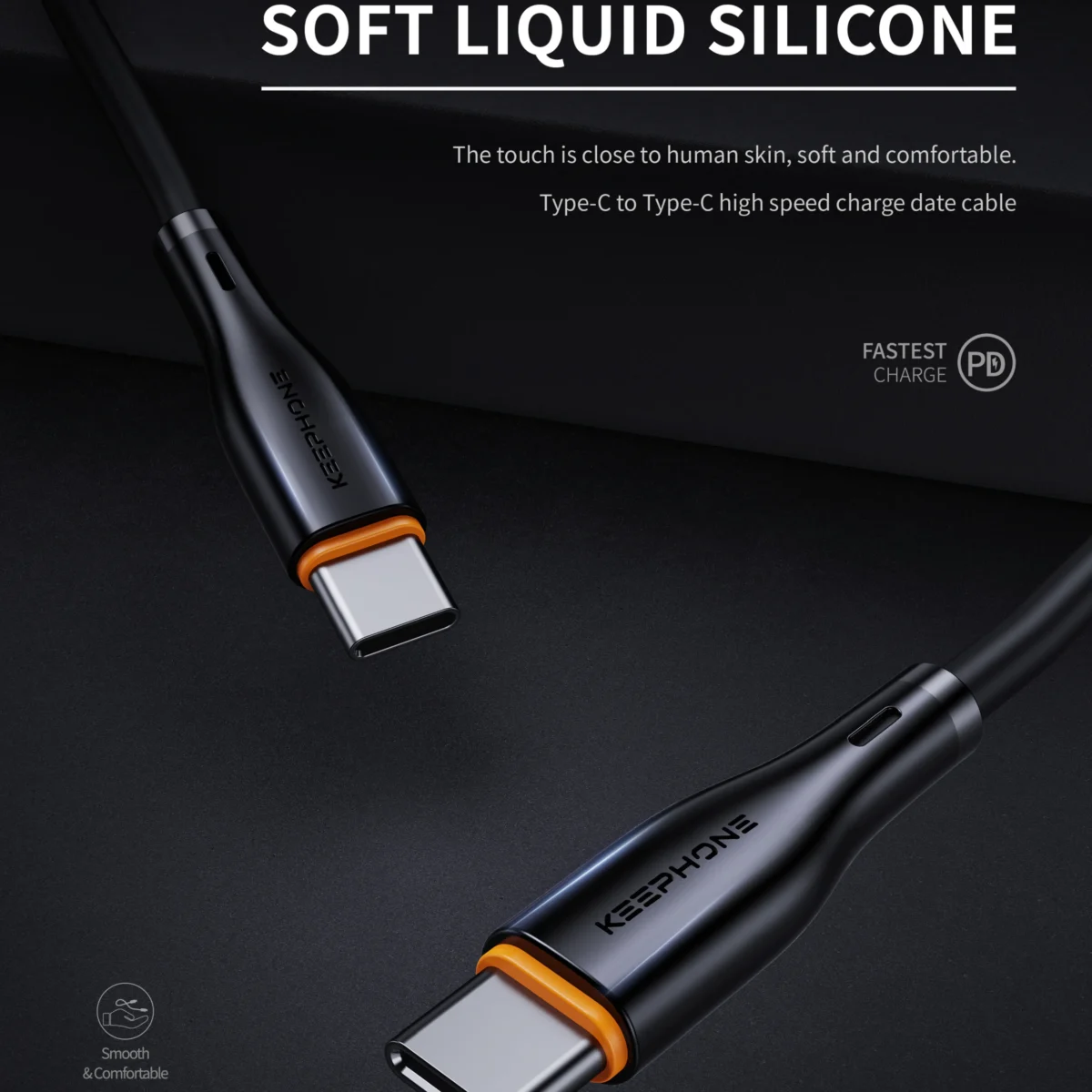 Cable de Carga Liquid Silicone Type-C a Type-C Keephone 1MT - Image 3