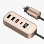 Cargador Para Carro Largo Multi Puerto Carga Rápida 107W - Oro Rosa