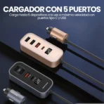 Cargador Para Carro Largo Multi Puerto Carga Rápida 107W - Oro Rosa - Image 4