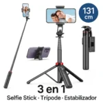 Tripode 131cm Selfie Stick Celular Bluetooth Color Negro