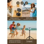 Tripode 131cm Selfie Stick Celular Bluetooth Color Negro - Image 9
