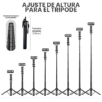 Tripode Selfie Stick 2 Metros Para Celular Control Remoto Bluetooth - Image 4