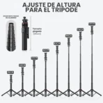 Tripode 131cm Selfie Stick Celular Bluetooth Color Negro - Image 5