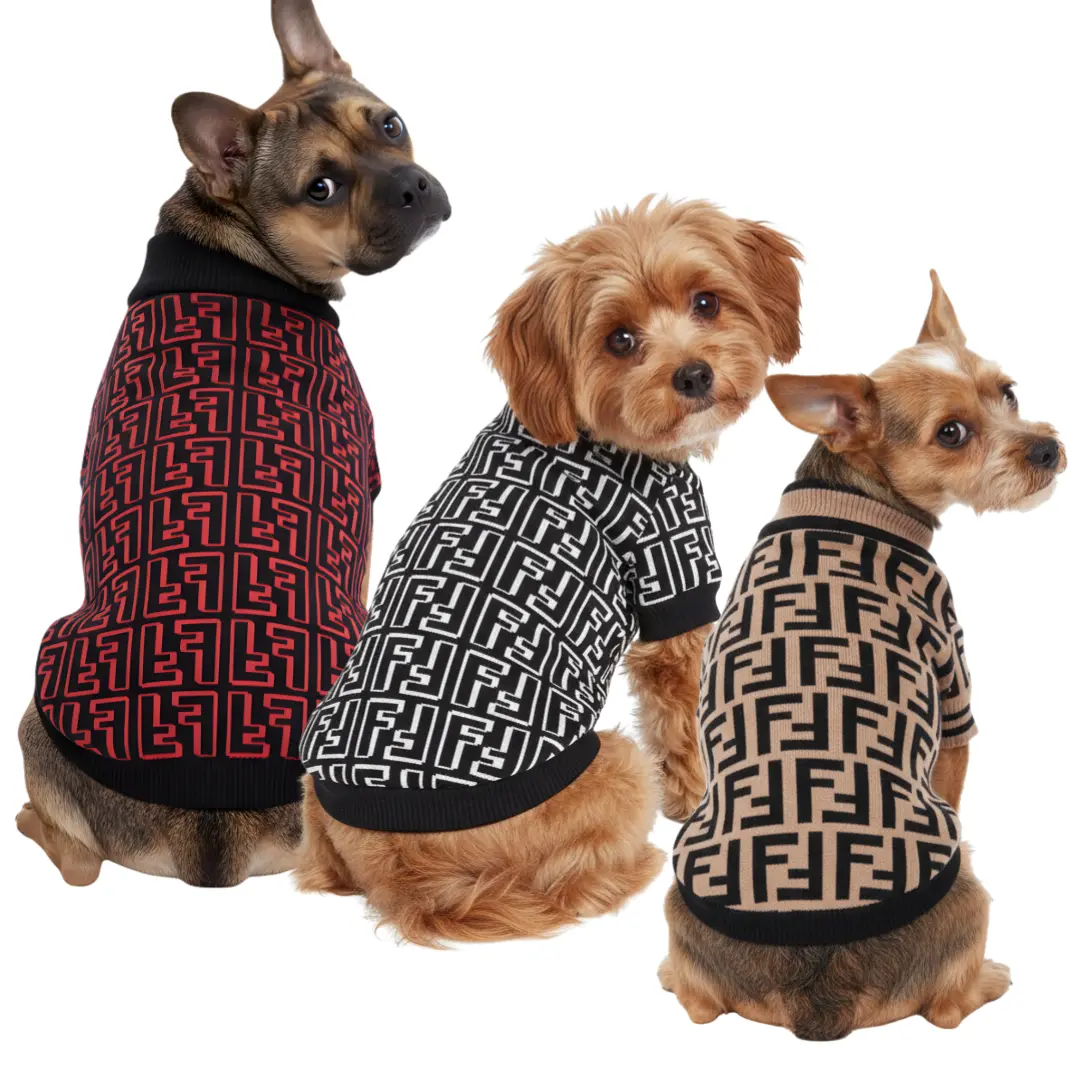 152 COMBO de 3 Piezas de camisa para mascota Ropa para perro Fendi - (rojo - blanco - Marron) M - Image 1