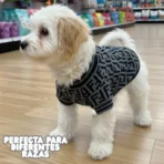 Ropa para mascota camisa para perro Fendi - GRIS L - Image 5
