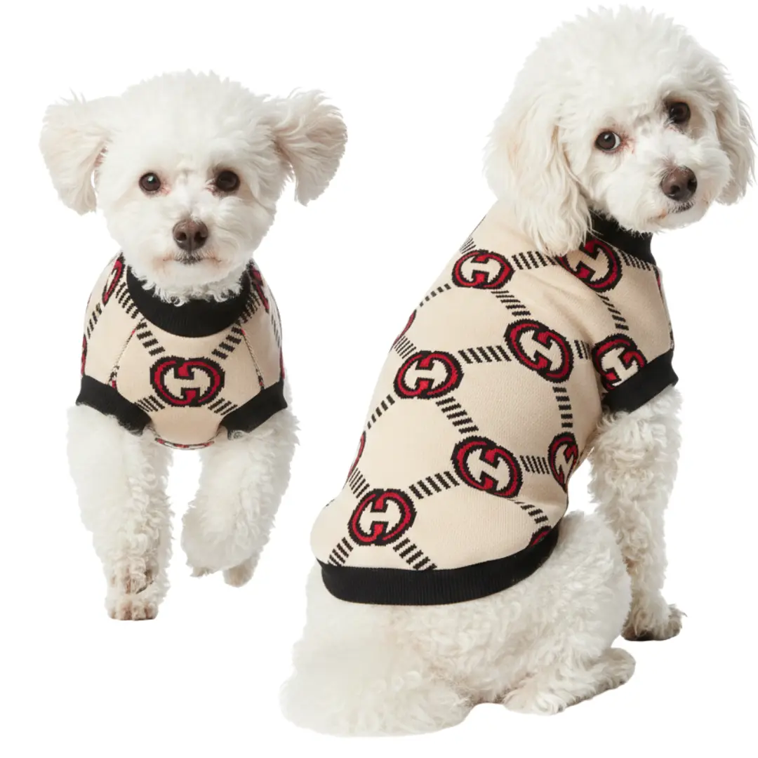 TALLA-7 Ropa para mascota camisa para perro GUCCI - BEIGE XL - Image 1